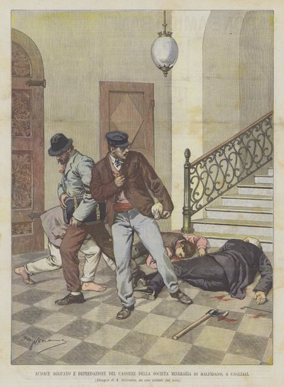 Audaz emboscada y robo del cajero de la Sociedad Minera de Malfidano, en Cagliari de Achille Beltrame