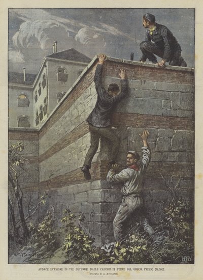 Audaz evasión de tres detenidos de la cárcel de Torre del Greco, cerca de Nápoles de Achille Beltrame