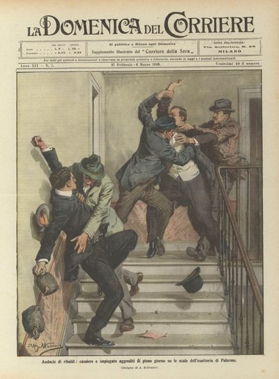 Audacias de bandidos, cajero y empleado agredidos a plena luz del día en las escaleras de la recaudación de Palermo de Achille Beltrame
