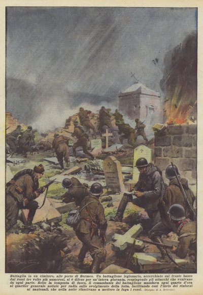 Batalla en un cementerio, a las puertas de Bermeo de Achille Beltrame