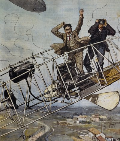 Catástrofe del dirigible De Bradski cerca de París, Francia, ilustración por Achille Beltrame para La Domenica del Corriere, 26 de octubre de Achille Beltrame