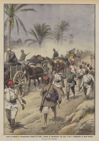 Cómo se realizan las comunicaciones militares en Libia, columna de suministro que lleva víveres de Achille Beltrame