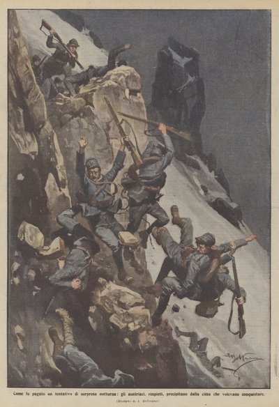 Cómo fue castigado un intento de sorpresa nocturna, los austriacos, rechazados, caen desde la cima de Achille Beltrame