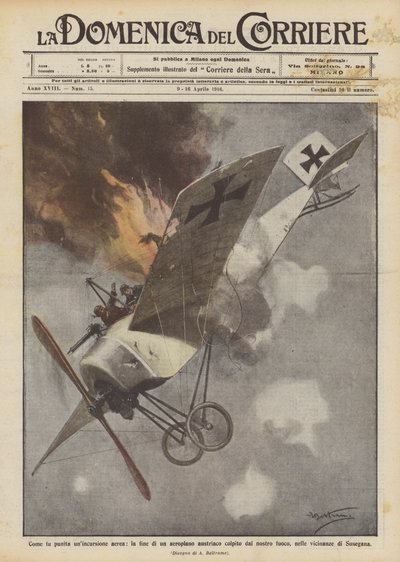 Cómo fue castigada una incursión aérea, el fin de un avión austriaco alcanzado por nuestro fuego de Achille Beltrame