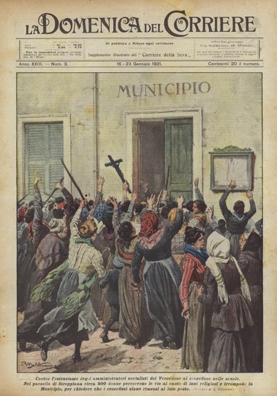 Contra el ostracismo de los administradores socialistas del Vercellese al crucifijo en las escuelas de Achille Beltrame