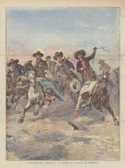 Costumbres pascuales, la carrera al gallo en México de Achille Beltrame