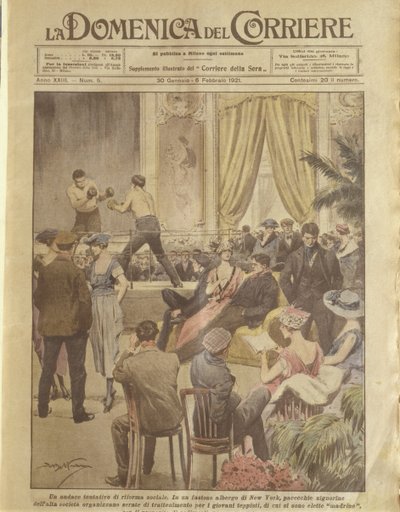Ilustración de portada de fiesta en Nueva York para jóvenes a redimir de Achille Beltrame