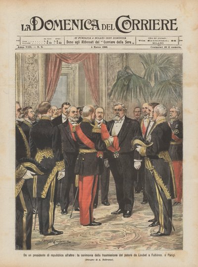 De un presidente de república a otro, la ceremonia de transmisión del poder de Loubet de Achille Beltrame