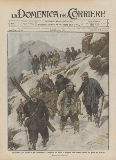 Desafortunada excursión alpina en Val Brembana, el transporte de los heridos a Bérgamo después de quedar atrapados de Achille Beltrame