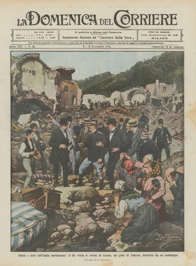 Dolores y lutos del sur de Italia, el Rey visita las ruinas de Cetara, en el golfo de Salerno de Achille Beltrame