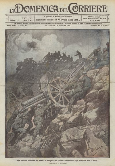 Después de la última ofensiva en el Carso, la recuperación de los cañones abandonados por los austriacos en las dolinas de Achille Beltrame