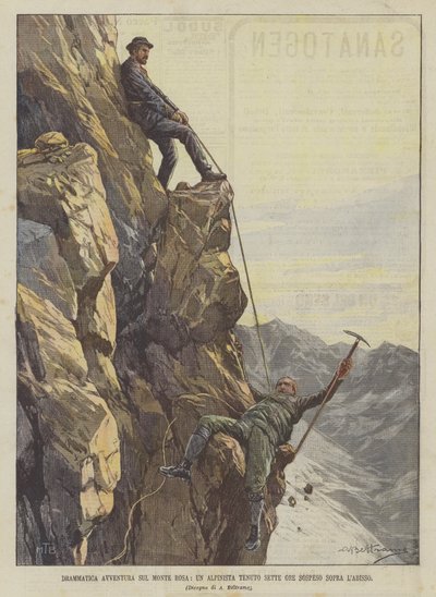 Dramática aventura en el Monte Rosa, un alpinista suspendido siete horas sobre el abismo de Achille Beltrame