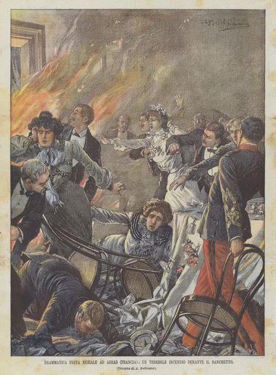 Fiesta nupcial dramática en Arras (Francia), un terrible incendio durante el banquete de Achille Beltrame
