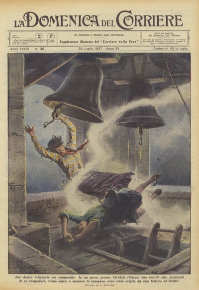 Dos mujeres fulminadas en el campanario de Achille Beltrame