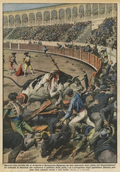 Durante una corrida en Zaragoza (España), un toro enfurecido por las heridas de de Achille Beltrame