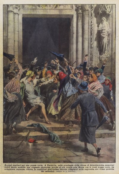Excesos populares por una falda corta de Achille Beltrame
