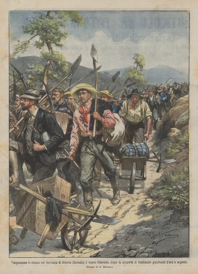 Emigración en masa al territorio de Ontario (Canadá), el nuevo Eldorado, después del descubrimiento de Achille Beltrame