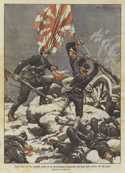 Épica lucha entre un cabo ruso y un abanderado japonés en el fuerte de la colina de 203 metros de Achille Beltrame