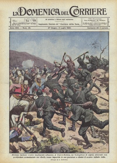 Heroísmo italiano contra traición albanesa de Achille Beltrame