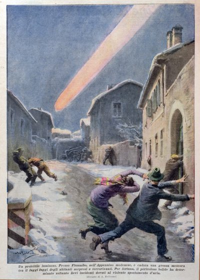 Caída de un meteorito en los Apeninos, Italia de Achille Beltrame