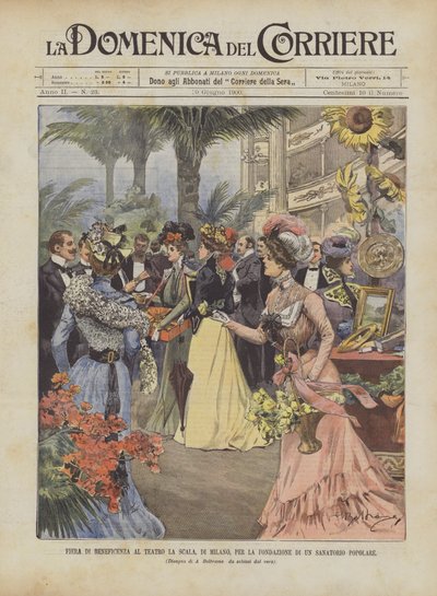 Feria de beneficencia en el Teatro La Scala, de Milán, para la fundación de un sanatorio popular de Achille Beltrame