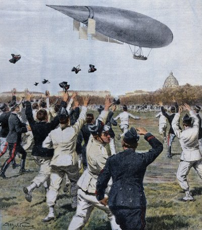 Vuelo del dirigible pilotado por Crocco y Ricaldoni en Roma, 31 de octubre de Achille Beltrame