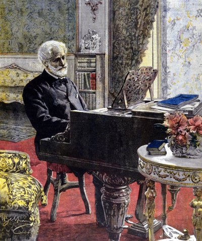 Giuseppe Verdi en Milán en 1899. Ilustración de Achille Beltrame de Achille Beltrame