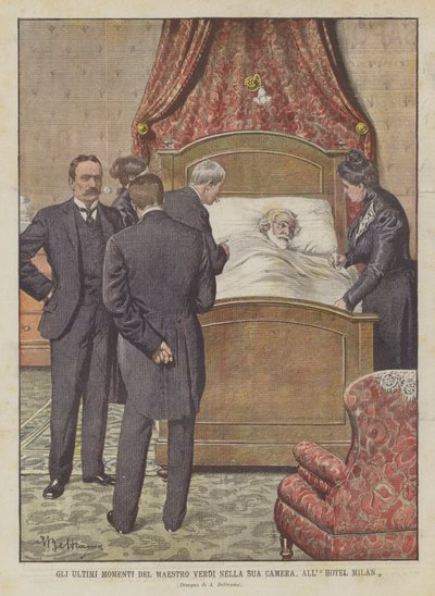 Los últimos momentos del maestro Verdi en su habitación, en el Hotel Milan de Achille Beltrame