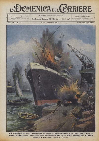Los aviones legionarios continúan las acciones de bombardeo sobre los puertos de la España roja de Achille Beltrame