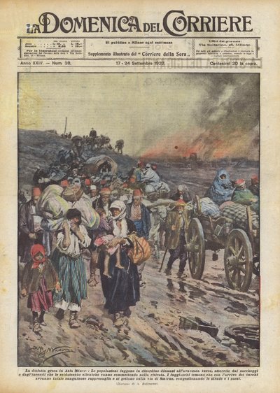 Griegos huyendo de Esmirna, Guerra Greco-Turca (1919-22) 1922 de Achille Beltrame