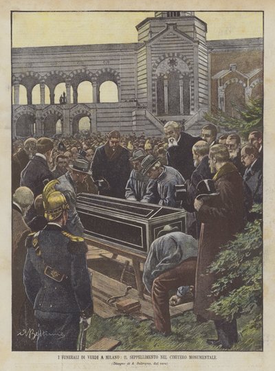 Los funerales de Verdi en Milán, el entierro en el Cementerio Monumental de Achille Beltrame