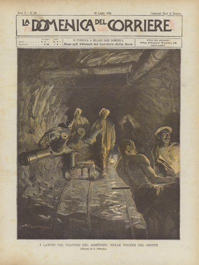 Los trabajos para el túnel del Simplón, en las entrañas de la montaña de Achille Beltrame