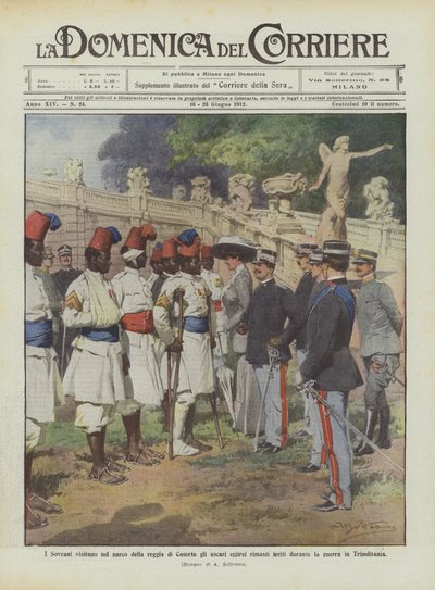 Los Soberanos visitan en el parque del palacio de Caserta a los askaris eritreos heridos durante de Achille Beltrame