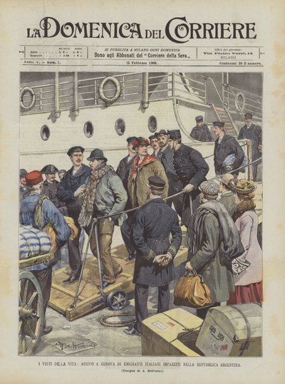 Los vencidos de la vida, llegada a Génova de emigrantes italianos enloquecidos en la República Argentina de Achille Beltrame