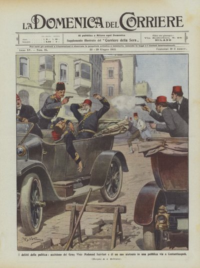 Los crímenes de la política, asesinato del Gran Visir Mahmud Shevket y de uno de sus ayudantes de Achille Beltrame