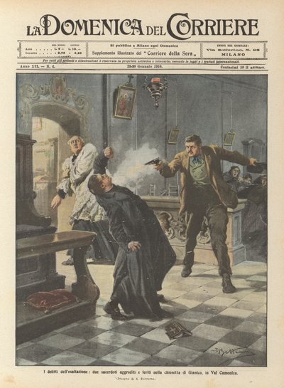 Los crímenes de la exaltación, dos sacerdotes agredidos y heridos en la capilla de Gianico, en Val Camonica de Achille Beltrame
