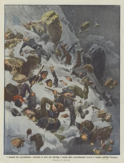 Los dramas del contrabando, tormenta de nieve que arrasa y mata a diez contrabandistas cerca de Achille Beltrame
