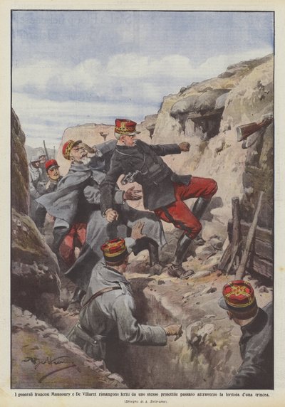 Los generales franceses Maunoury y De Villaret resultan heridos por el mismo proyectil de Achille Beltrame