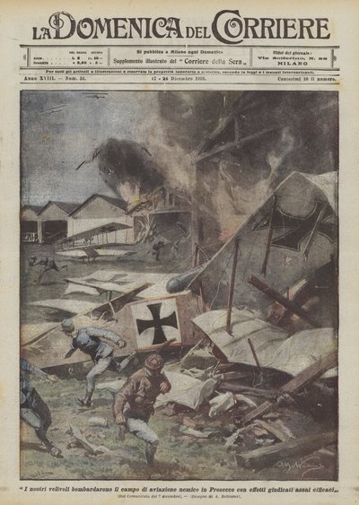 Nuestros aviones bombardearon el campo de aviación enemigo en Prosecco con efectos considerados muy eficaces de Achille Beltrame