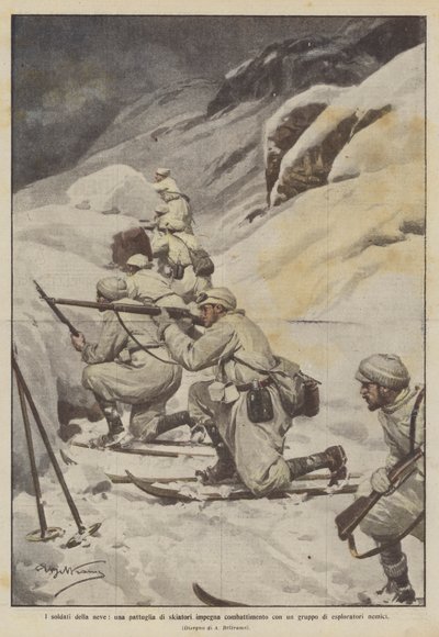 Los soldados de la nieve, una patrulla de esquiadores combate con un grupo de exploradores enemigos de Achille Beltrame