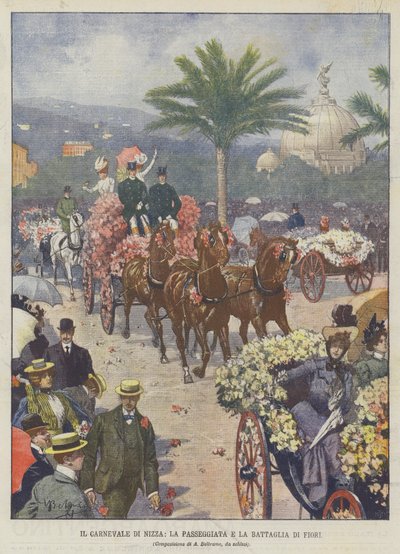 El Carnaval de Niza, el paseo y la batalla de flores de Achille Beltrame