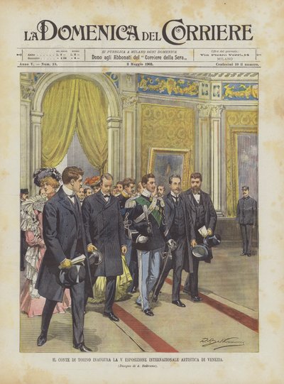 El conde de Turín inaugura la V Exposición Internacional de Arte de Venecia de Achille Beltrame