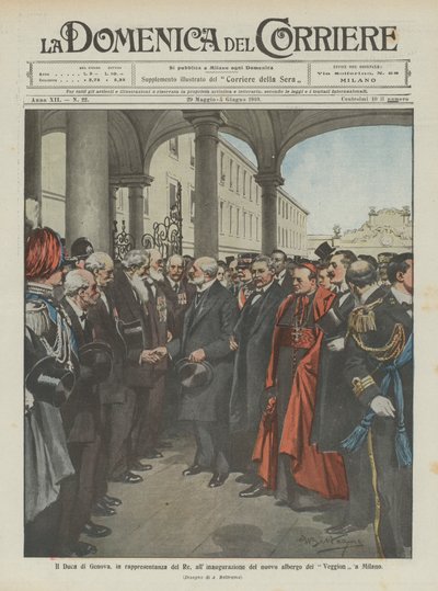 El Duque de Génova, en representación del Rey, en la inauguración del nuevo hotel de Veggion en Milán de Achille Beltrame