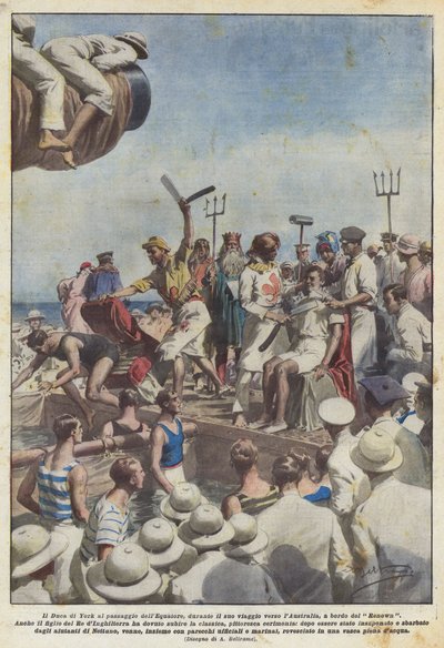 El Duque de York al pasar el Ecuador, durante su viaje hacia Australia, a bordo del Renown de Achille Beltrame