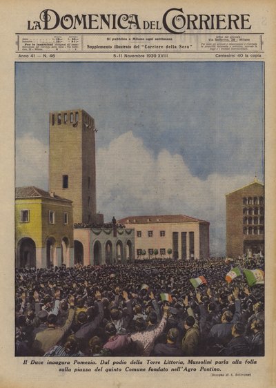 El Duce inaugura Pomezia de Achille Beltrame