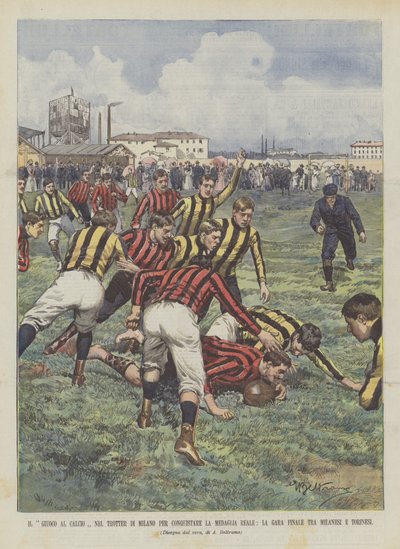El Juego de Fútbol en el Trotter de Milán para Conquistar la Medalla Real, La Final entre Milaneses y Turineses de Achille Beltrame