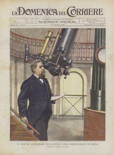 El gran astrónomo Schiaparelli en el Observatorio de Brera de Achille Beltrame
