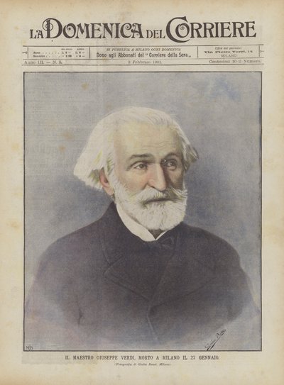 El maestro Giuseppe Verdi, muerto en Milán el 27 de enero de Achille Beltrame