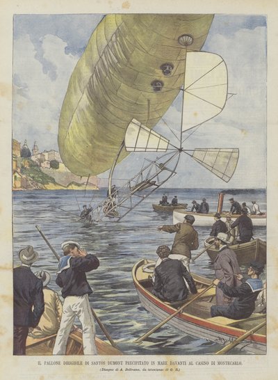 El Globo Dirigible de Santos Dumont Precipitado en el Mar Frente al Casino de Montecarlo de Achille Beltrame