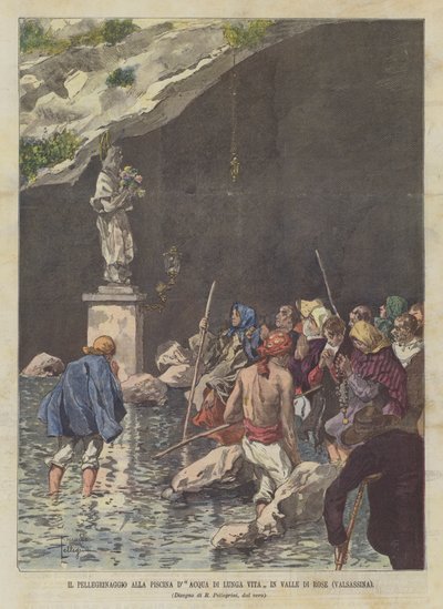 La peregrinación a la piscina de agua de larga vida en Valle de Rose (Valsassina) de Achille Beltrame